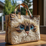 Handgemachte weiße Katzen Tasche mit blauen Augen