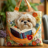 Handgemachte Shih Tzu Tasche mit Buch und Blumen