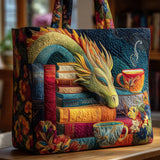 Handgemachte Drachen-Schultertasche mit Büchern und Tassen