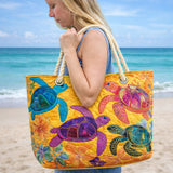 Handgemachte Strandtasche | Korallen-Schildkröten-Träume
