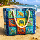 Handgemachte Strandtasche | Ruhige Schildkröte