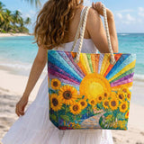 Handgefertigte Strandtasche | Regenbogen Sonne
