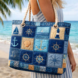 Handgefertigte Strandtasche | Nautisches Blau