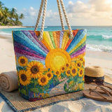 Handgefertigte Strandtasche | Regenbogen Sonne