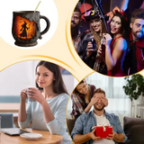 3D Halloween Handgemachte Tasse – mit Hexen- und Katzen-Design