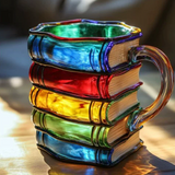 Farbenfrohe Handgemachte Tasse im Buchstil