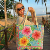 Handgemachte Strandtasche | Tropische Blume